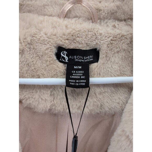 Alison Sheri Faux Fur Coat Jacket Women’s M Camel Colored Soft Shaggy Vogue NWT - Picture 3 of 16